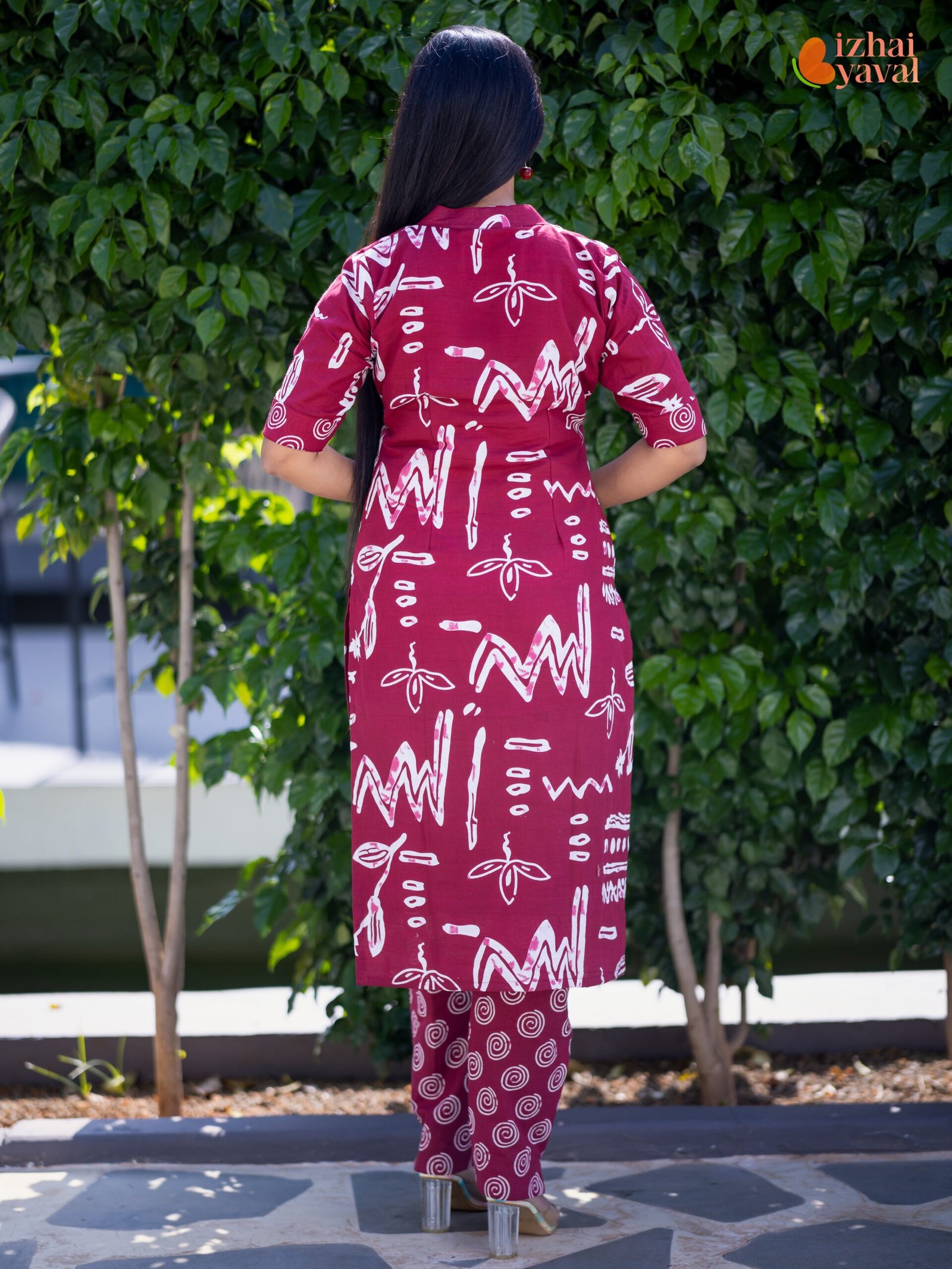 maroon handcrafted printed cotton kurti set maroon handcrafted printed cotton kurti set