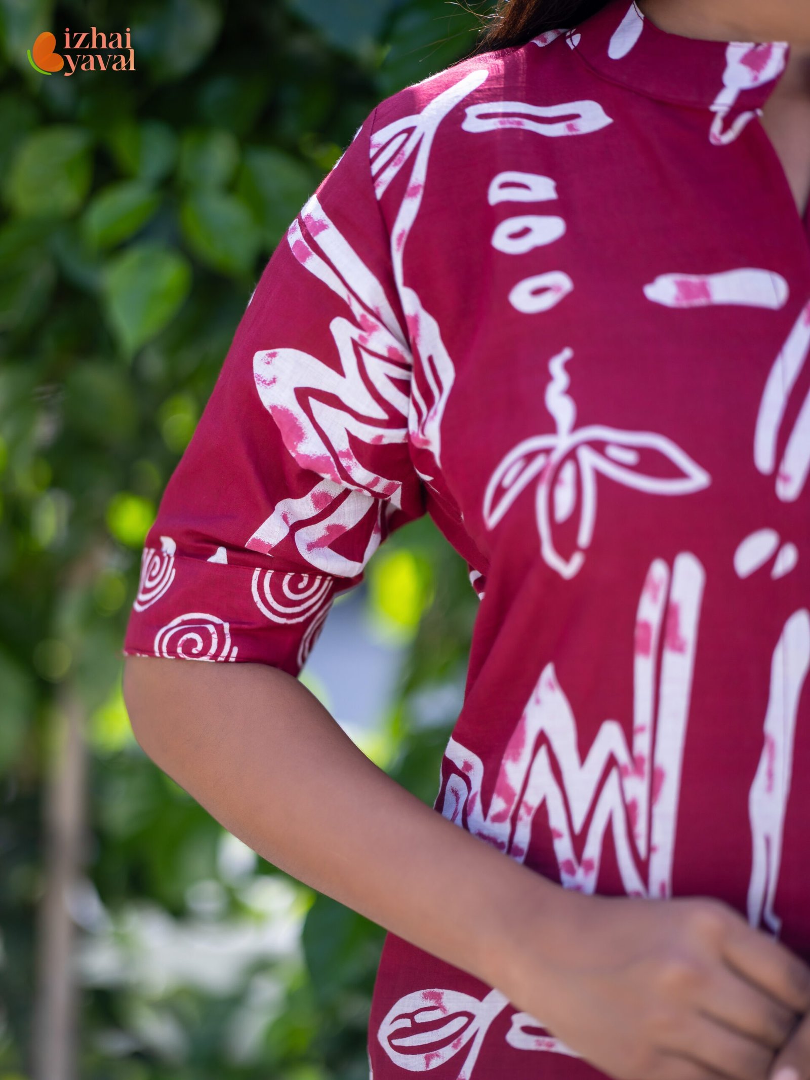 maroon handcrafted printed cotton kurti set maroon handcrafted printed cotton kurti set