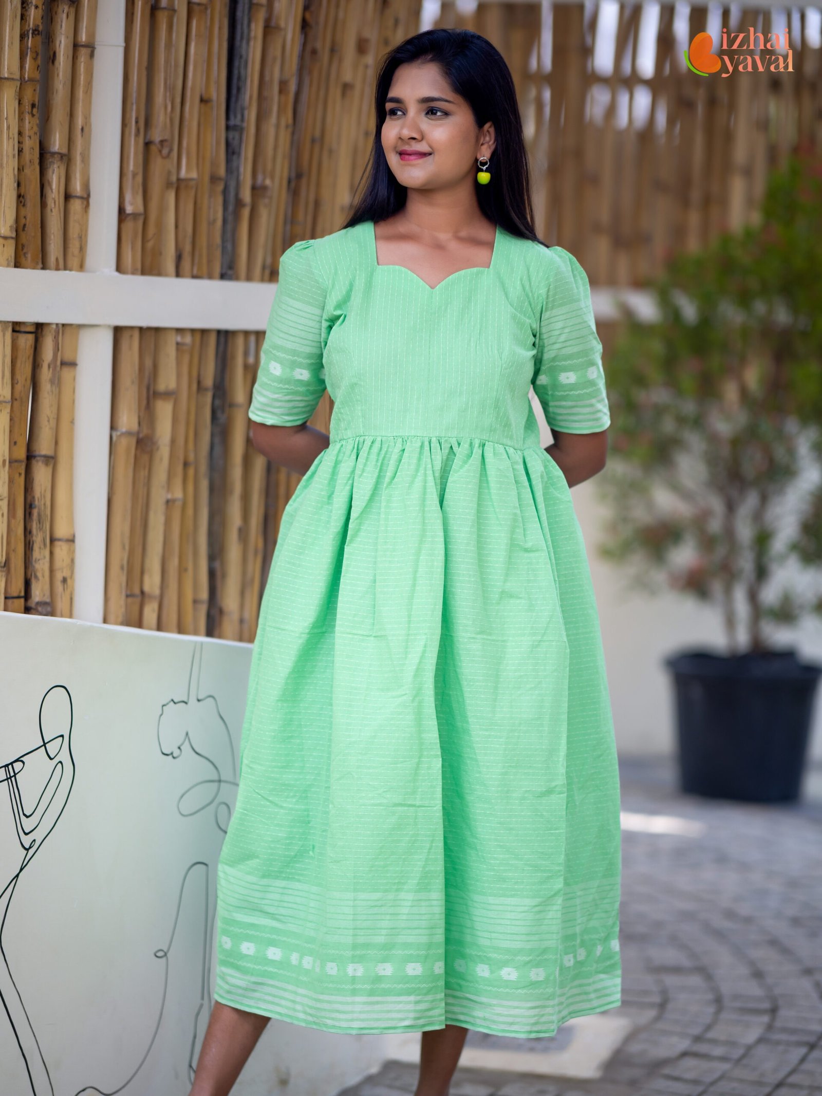 green flared maxi