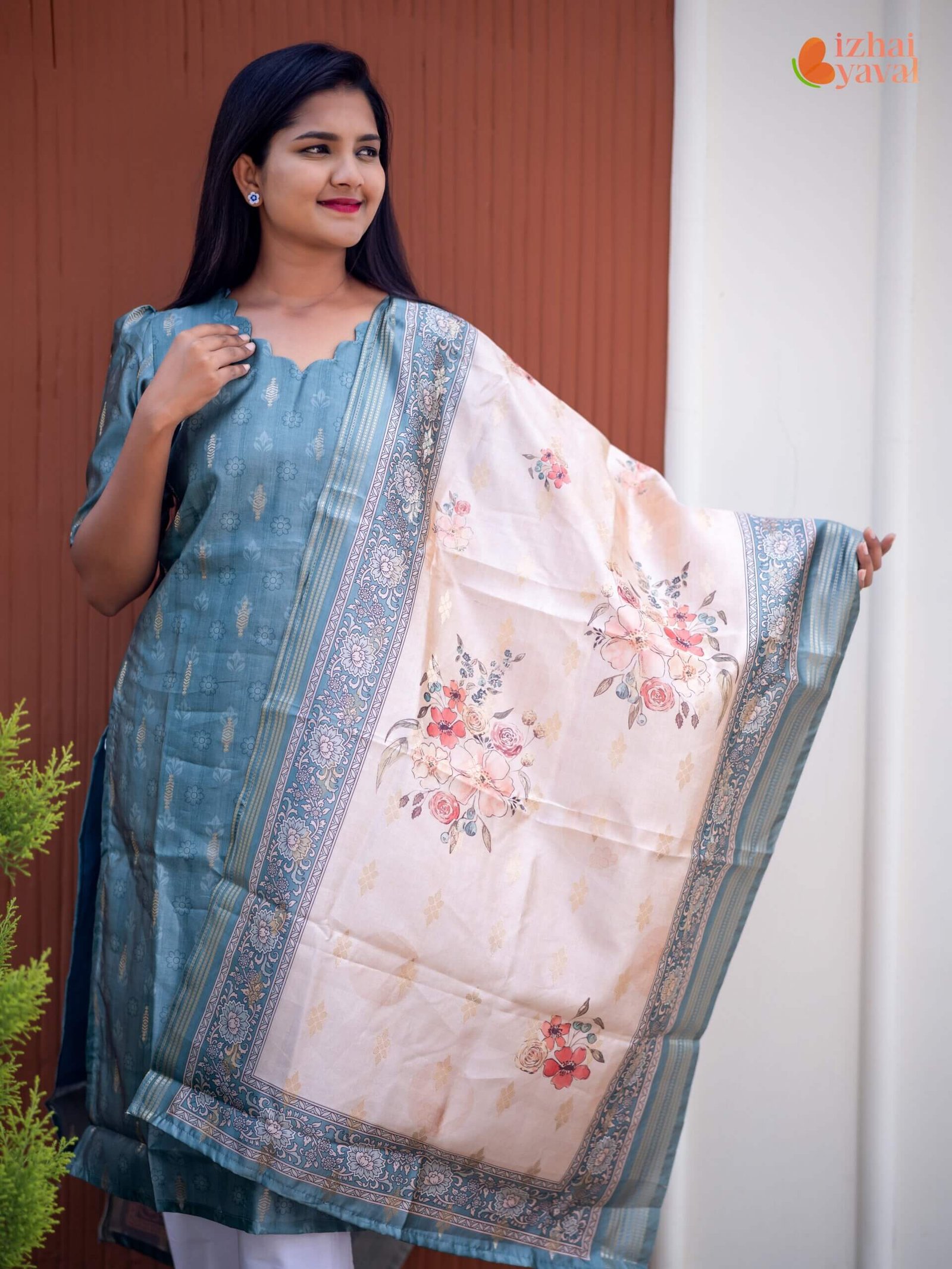 elegant teal printed kurti with matching dupatta elegant teal printed kurti with matching dupatta